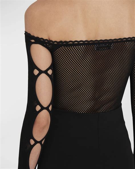 The Attico Kim Lace Off Shoulder Bodysuit Neiman Marcus