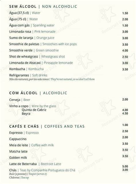 Menu At Naked Cafe Lisbon