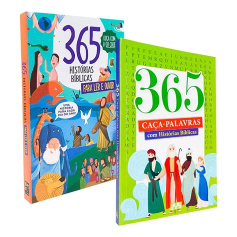 Kit 02 Livros Infantil 365 Histórias Bíblicas Para Ler e Ouvir 365