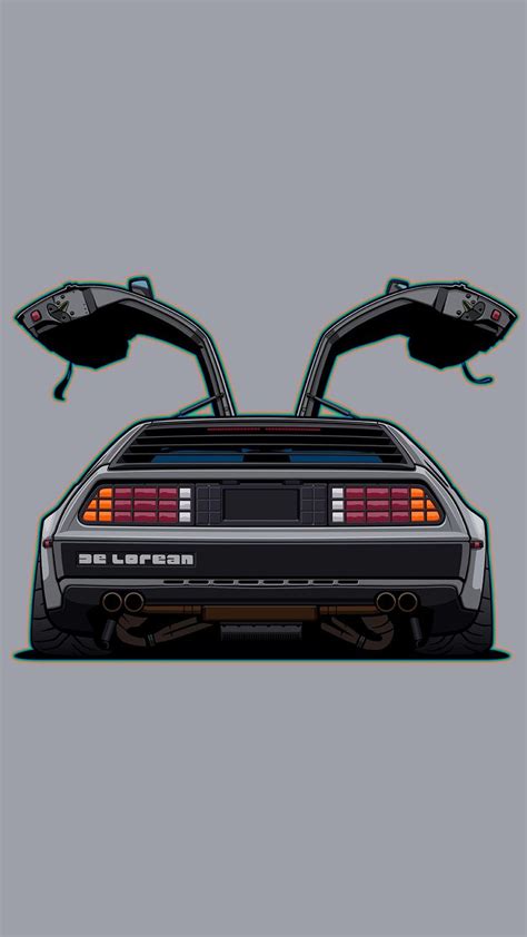 Back To The Future Delore Car With Its Doors Open And Two Large Exhaust