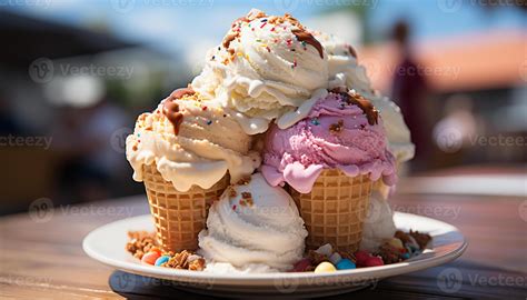 Ai Generated Homemade Ice Cream Sundae A Cute Refreshing Summer Indulgence Generated By Ai