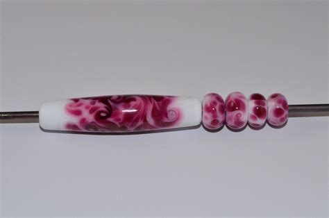 Handmade Glass Focal Bead With 4 Matching Spacer Beads