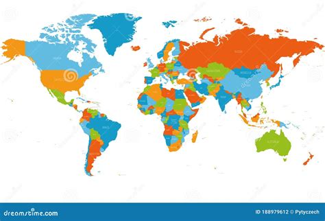 Vector World Map Colorful World Map With Countries Borders Detailed Map