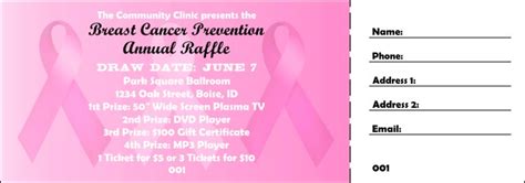 Pink Ribbon Raffle Ticket 001