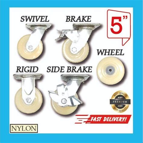 Mm Extra Heavy Duty Nylon Swivel Rigid Brake Castor Caster