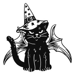 Diseño PNG Y SVG De Gato Negro Con Alas De Halloween Para Camisetas