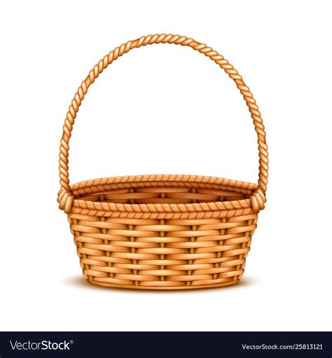 traditional willow wicker basket  handle vector illustration