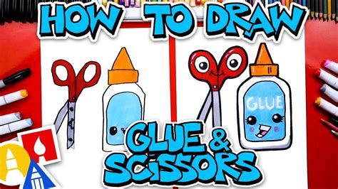 How To Draw A Bottle Of Glue And Scissors Youtube