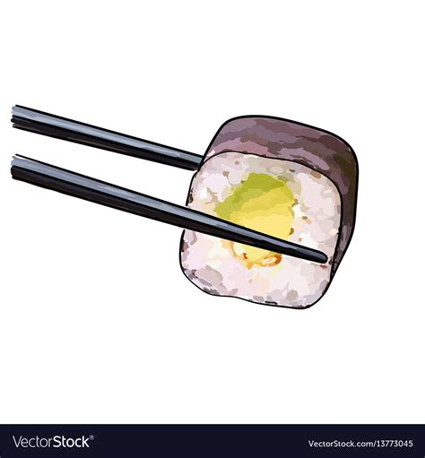 Chopsticks Holding Sushi Royalty Free Vector Image