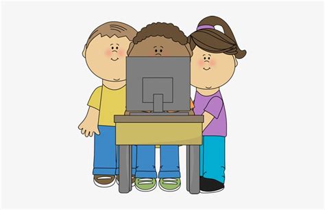 Kids Using School Computer - Computer Class Clip Art Transparent PNG ...