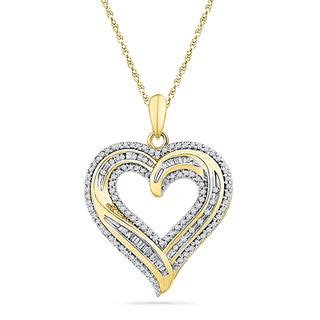 1/2 CT. T.W. Diamond Layered Heart Pendant in Sterling Silver and 14K ...