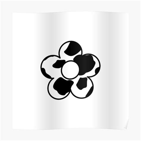 Cute Aesthetic Cow Print Flower Poster By A D S Redbubble