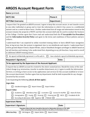 Fillable Online ARGOS Account Request Form Fax Email Print PdfFiller