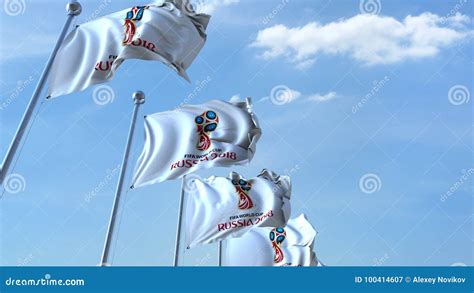 Multiple Waving Flags With 2018 Fifa World Cup Logo Editorial 3d