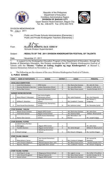 Division Memo No 113 S2011 Deped Baguio City Divisionbaguio