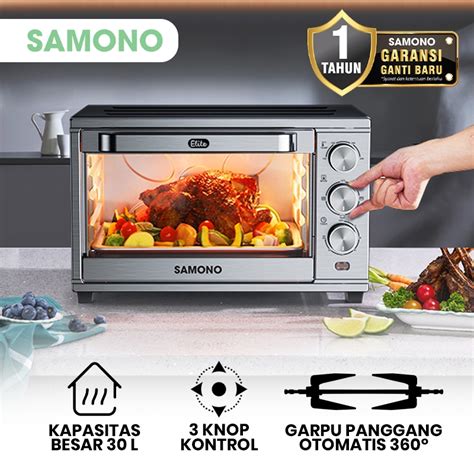 Jual Samono Oven Listrik Low Watt Liter Stainless Silver Pemanggang