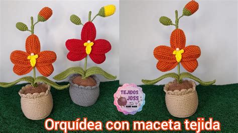 Orqu Dea Con Maceta Tejida A Crochet Youtube