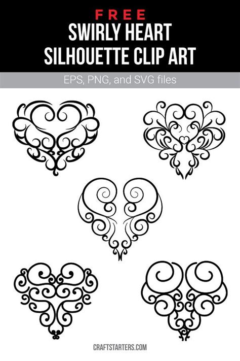 free swirly heart silhouette clip art for valentine's day or any other ...