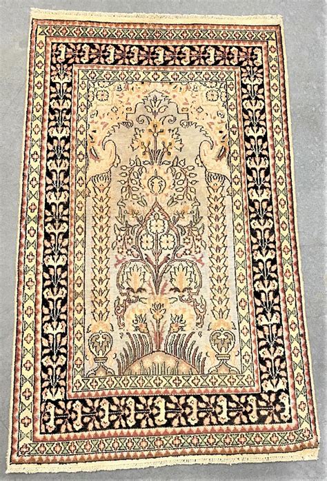 Lot Kashmir Silk Tree Of Life Hand Knotted Rug X