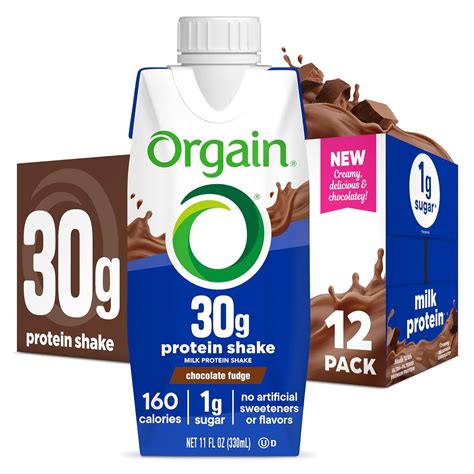 Orgain 30g High Protein Shake Dairy Isolate Milk Protein Chocolate Fudge 6g