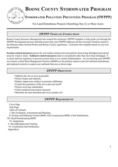 Stormwater Pollution Prevention Program Swppp Template Printable Pdf