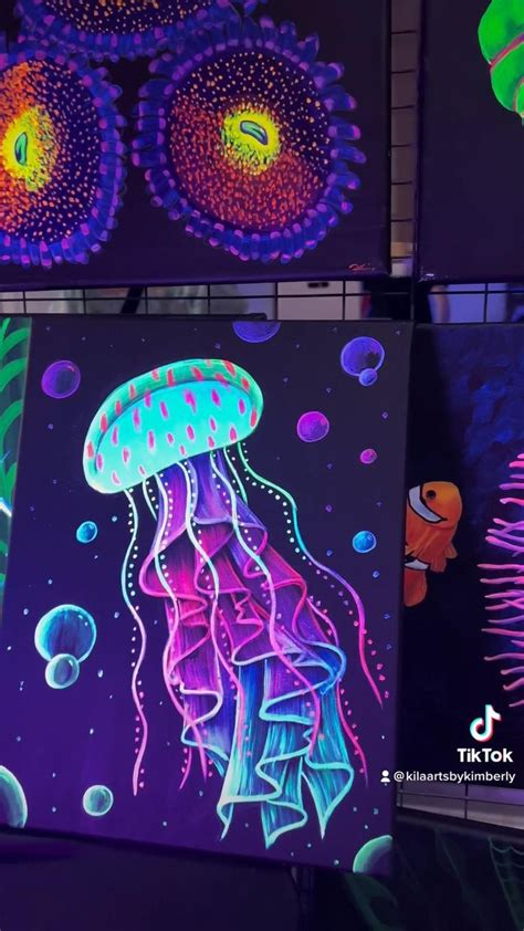 Black Light Jellyfish Painting Canvas Painting Jellyfish Painting