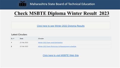 Msbte Diploma Result Winter Out Polytechnic Marks