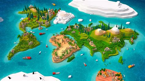 3D Model Cartoon Low Poly Earth World Map 2 VR AR Low Poly CGTrader