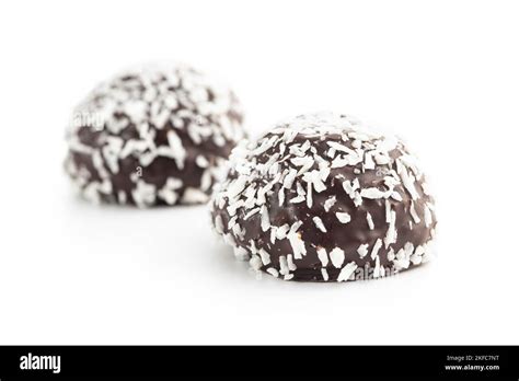 Coconut chocolate balls isolated on the white background Stock Photo ...