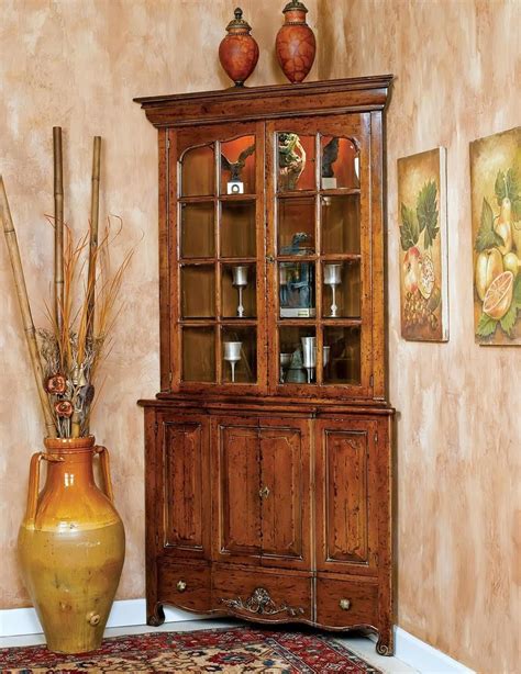 Solid Walnut Rustic Corner Cabinet Antique Distressed Cabinet At