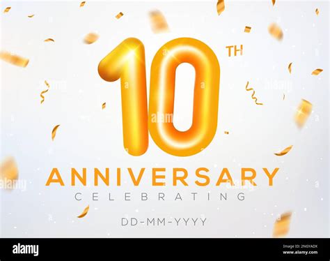 10 Year Anniversary Gold Number Celebrate Jubilee Vector Logo