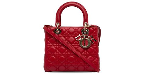 Cuir D Agneau Moyen Rouge Dior Cannage Lady Dior Ref Joli Closet