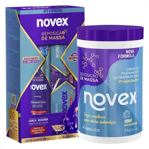 Produtos Para Reposição De Massa Capilar - Kit Novex Reposição De Massa: Shampoo 300ml, Recarga Capilar 80g e ...