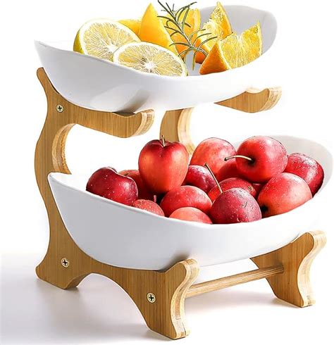 Amazon Homkula Fruit Bowl For Kitchen Counter Tier Ceramic