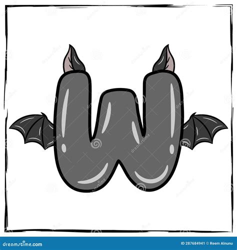 Halloween English Alphabet Letter W Cute Bat Theme Stock Vector ...