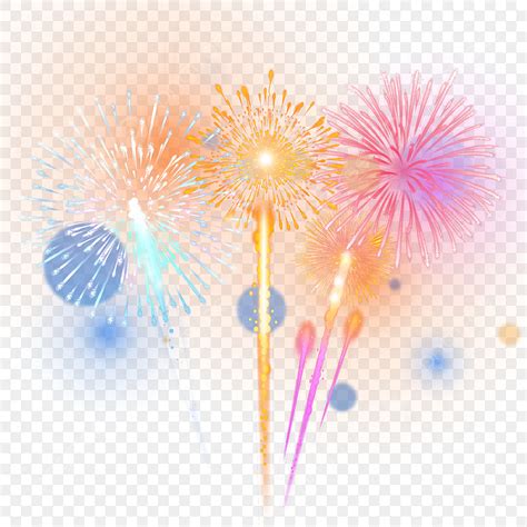 Fuegos Artificiales De Año Nuevo Naranja Rosa Y Azul PNG dibujos