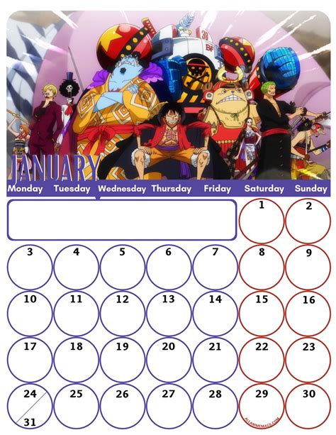 One Piece Anime Wall Calendar Schedule Fawne Jenifer