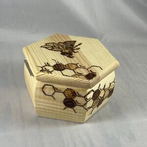 Honeybee Honeycomb Wood Burn Trinket Box Wood Burn Art Etsy