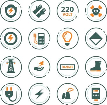 High Voltage Icons Set High Sign Cable Vector High Sign Cable PNG