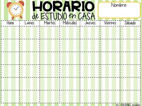 A Green And White Striped Background With The Words Horario De Estudio