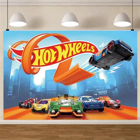 HOT WHEELS HAPPY Birthday Backdrop Photograph Background Party Banner Decor PicClick UK