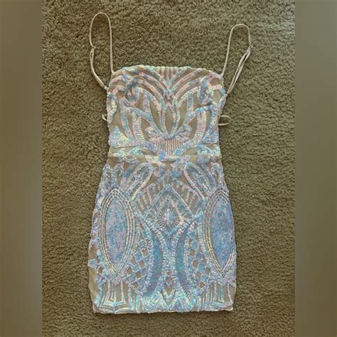 Lucy In The Sky Dresses Lucy In The Sky Strappy Dress In Nude Iridescence Poshmark