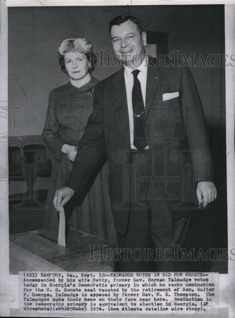 1956 Ex Governor Herman Talmadge And Wife Vote In Georgias Primary