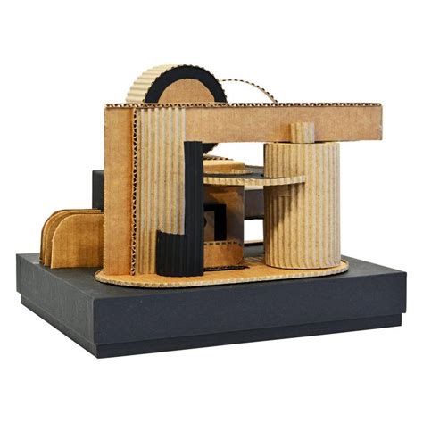 Cubist Bauhaus Style Architectural Cardboard Table Sculpture By Virgil