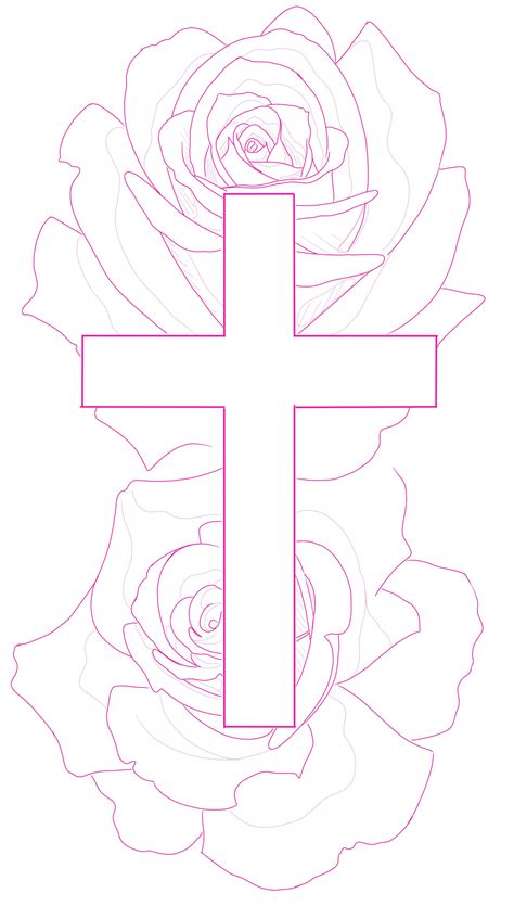 rose with cross tattoo 2