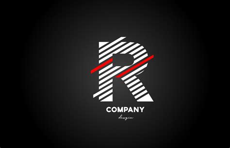 Black White Red R Alphabet Letter Logo Design Icon For Company And