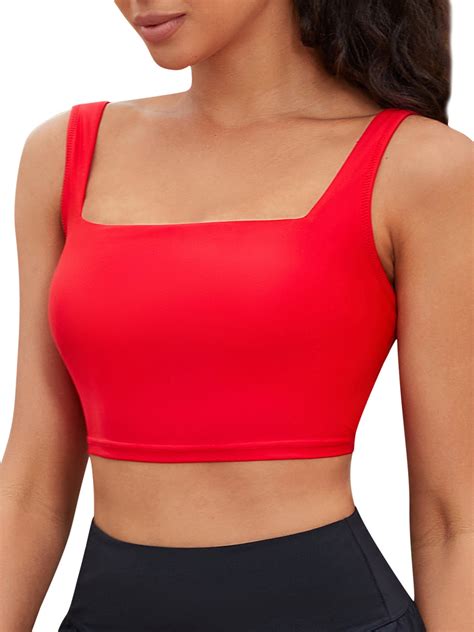 Charmo Wider Straps Square Neck Sporty Bikini Top Size Xl Red Women S Walmart
