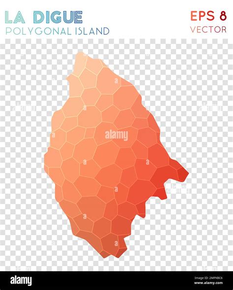 La Digue Polygonal Map Mosaic Style Island Artistic Low Poly Style