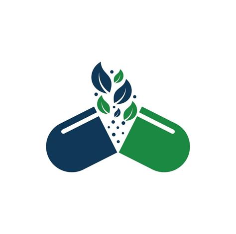 Herbal Capsule Pill Leaf Medicine Logo Vector Icon Illustration