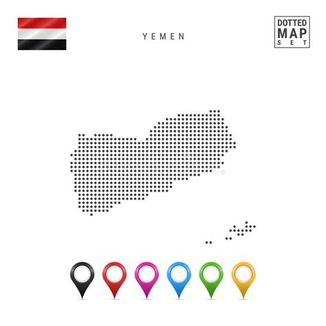 Dots Pattern Vector Map Of Yemen Stylized Silhouette Of Yemen Flag Of